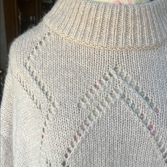 H&M Wool Alpaca Blend Cream Turtleneck Oversized Sweater - Picture 3 of 11